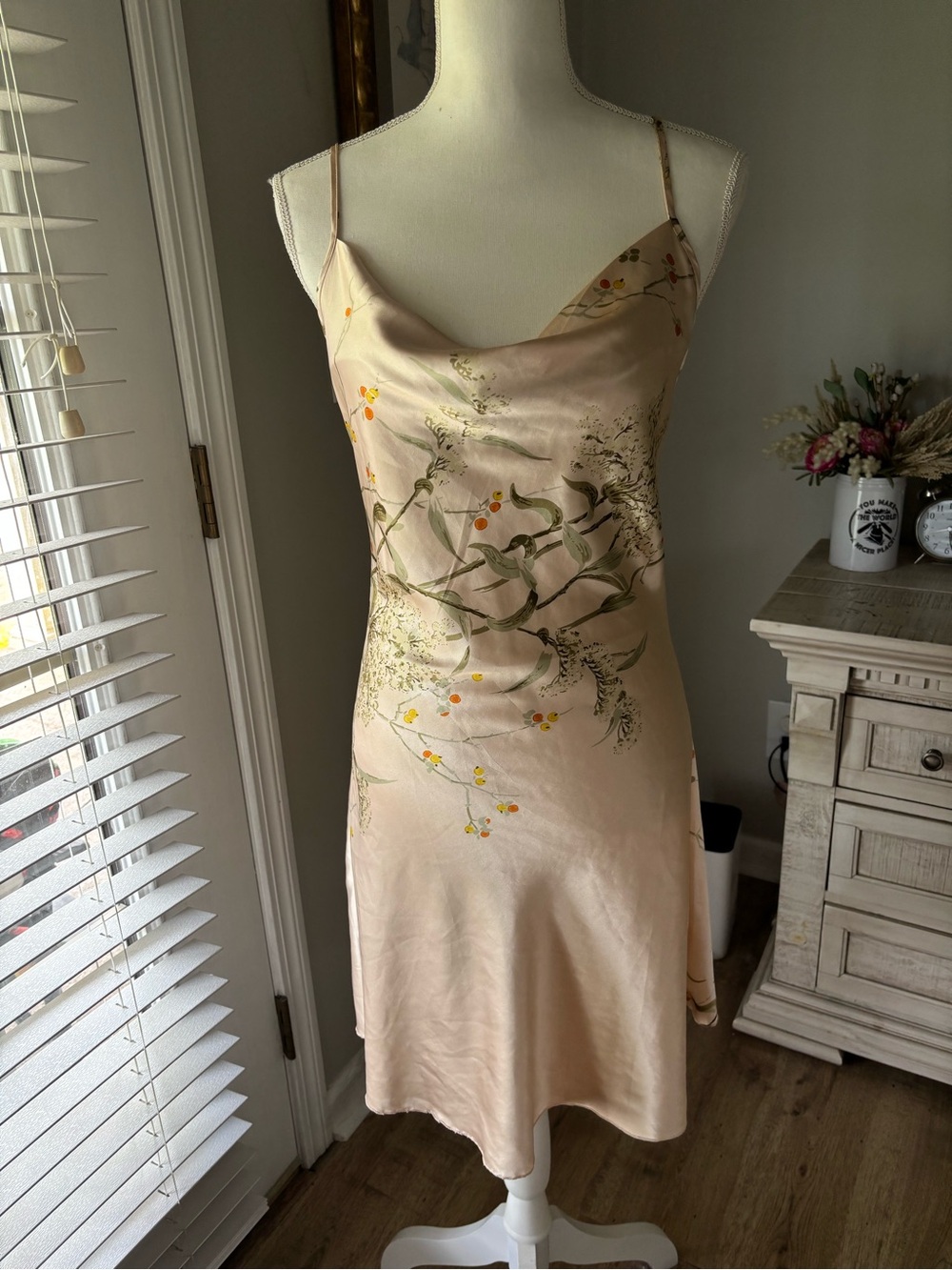 Floral satin slip dress nightie size small